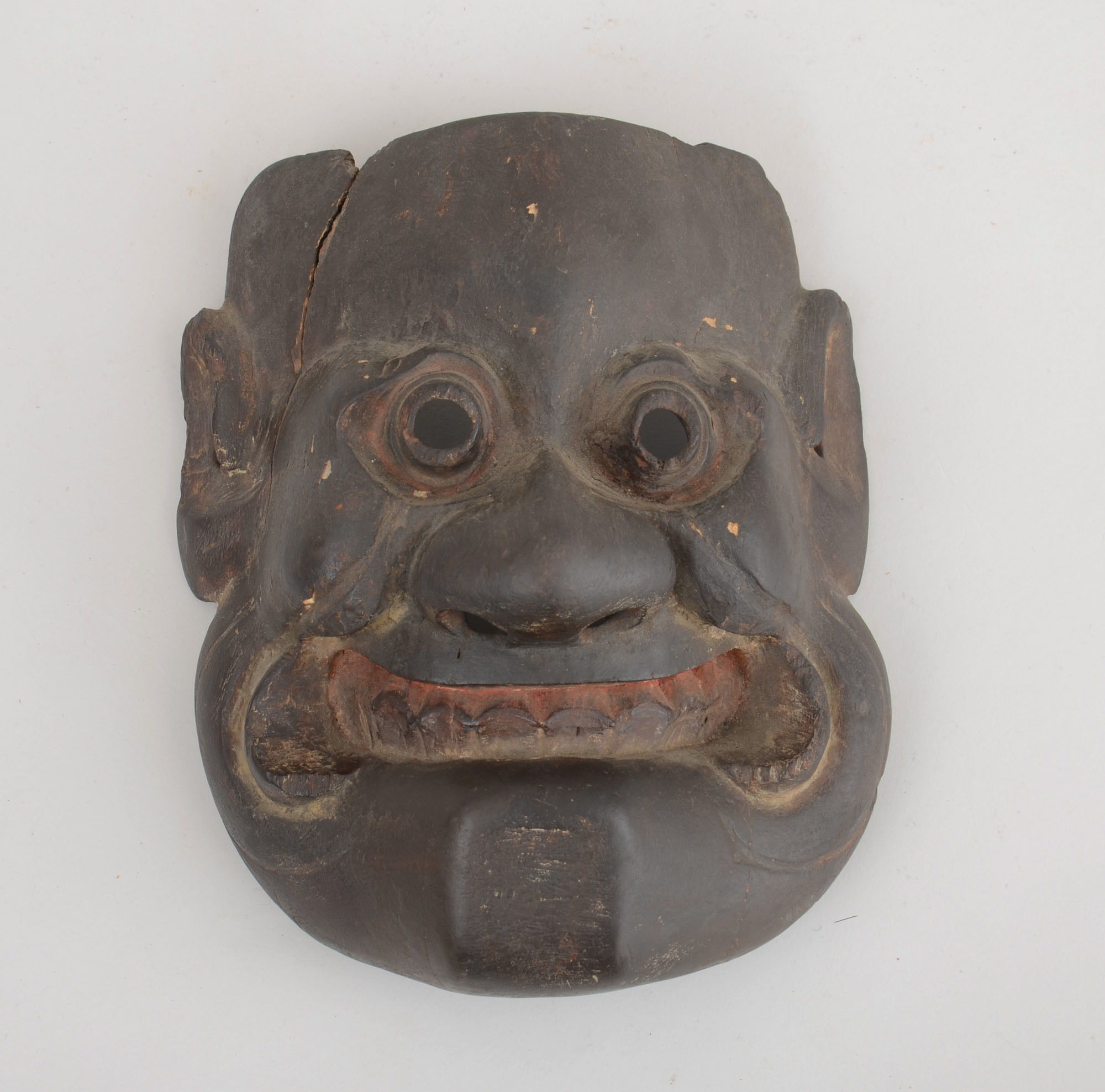 JAPANESE CARVED AND PAINTED WOOD NOH MASK