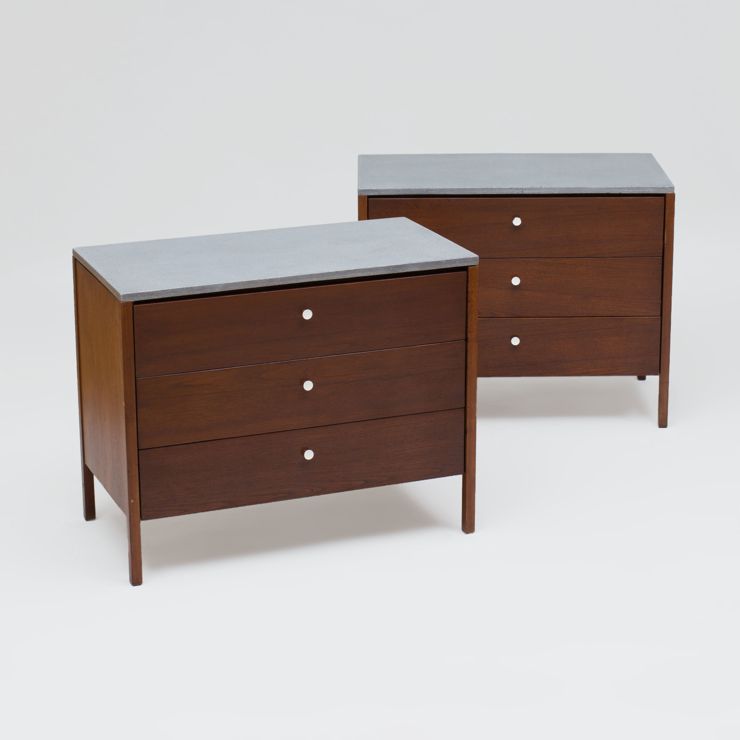 Pair Of Florence Knoll Walnut Chests Of Drawers With Polished