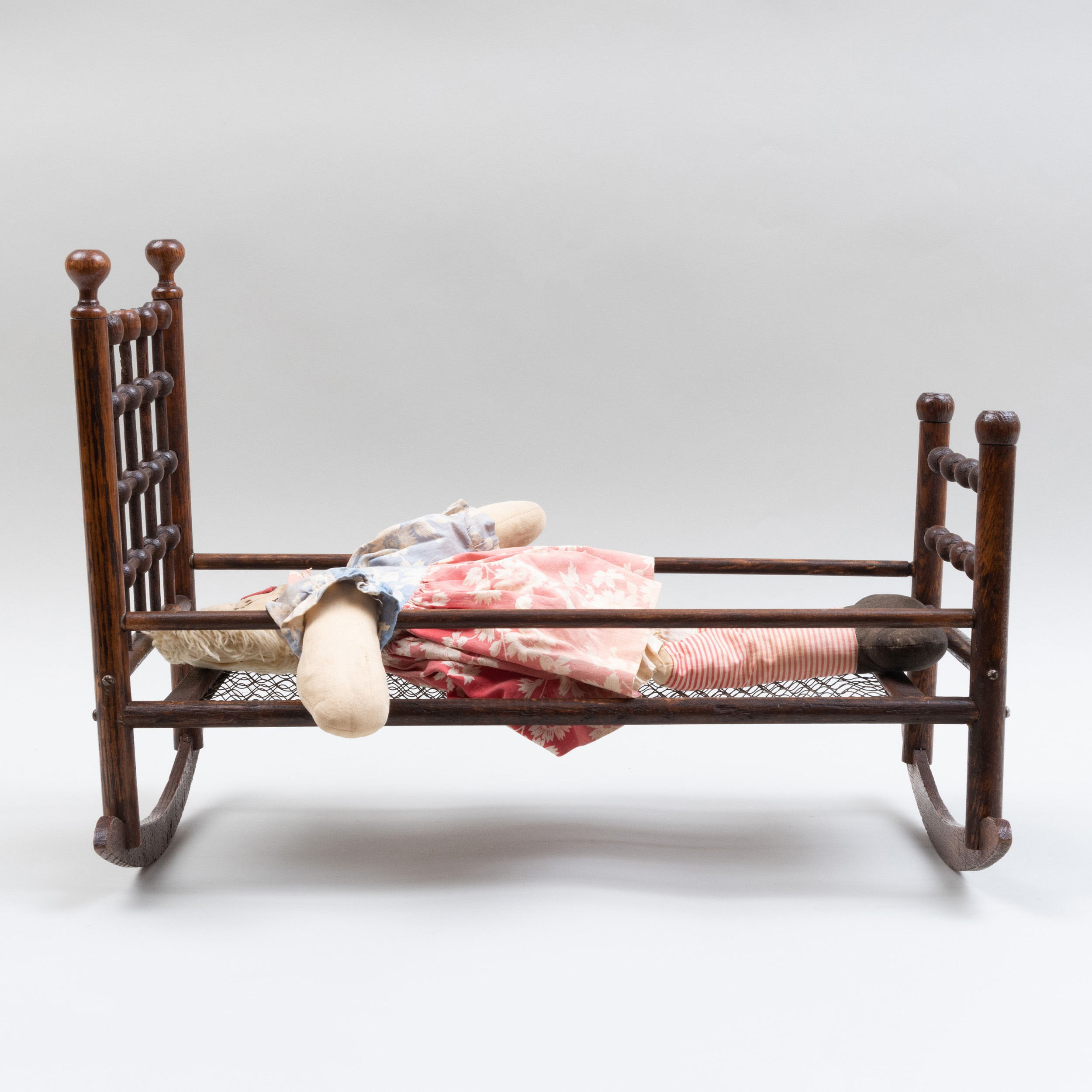 oak doll cradle