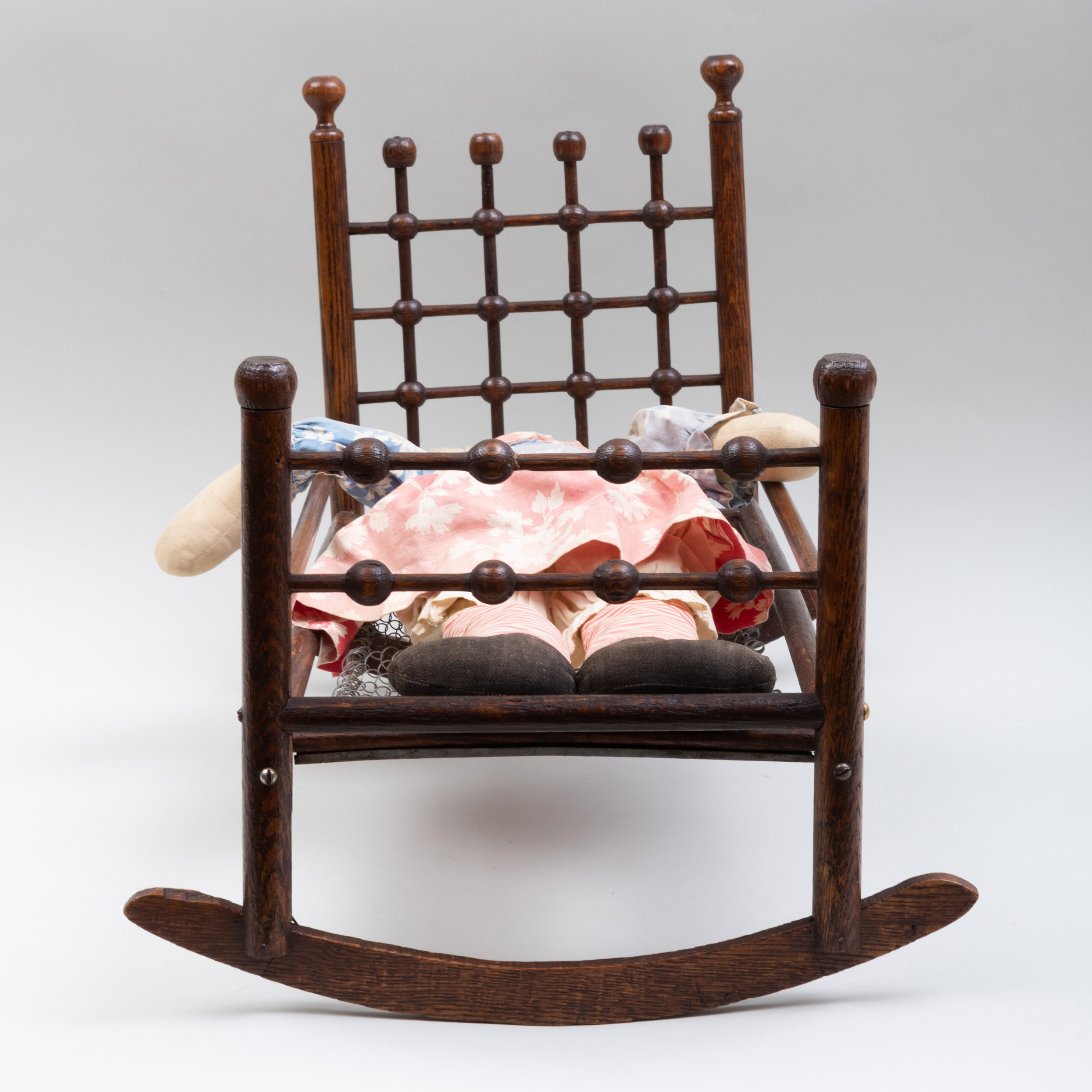 oak doll cradle