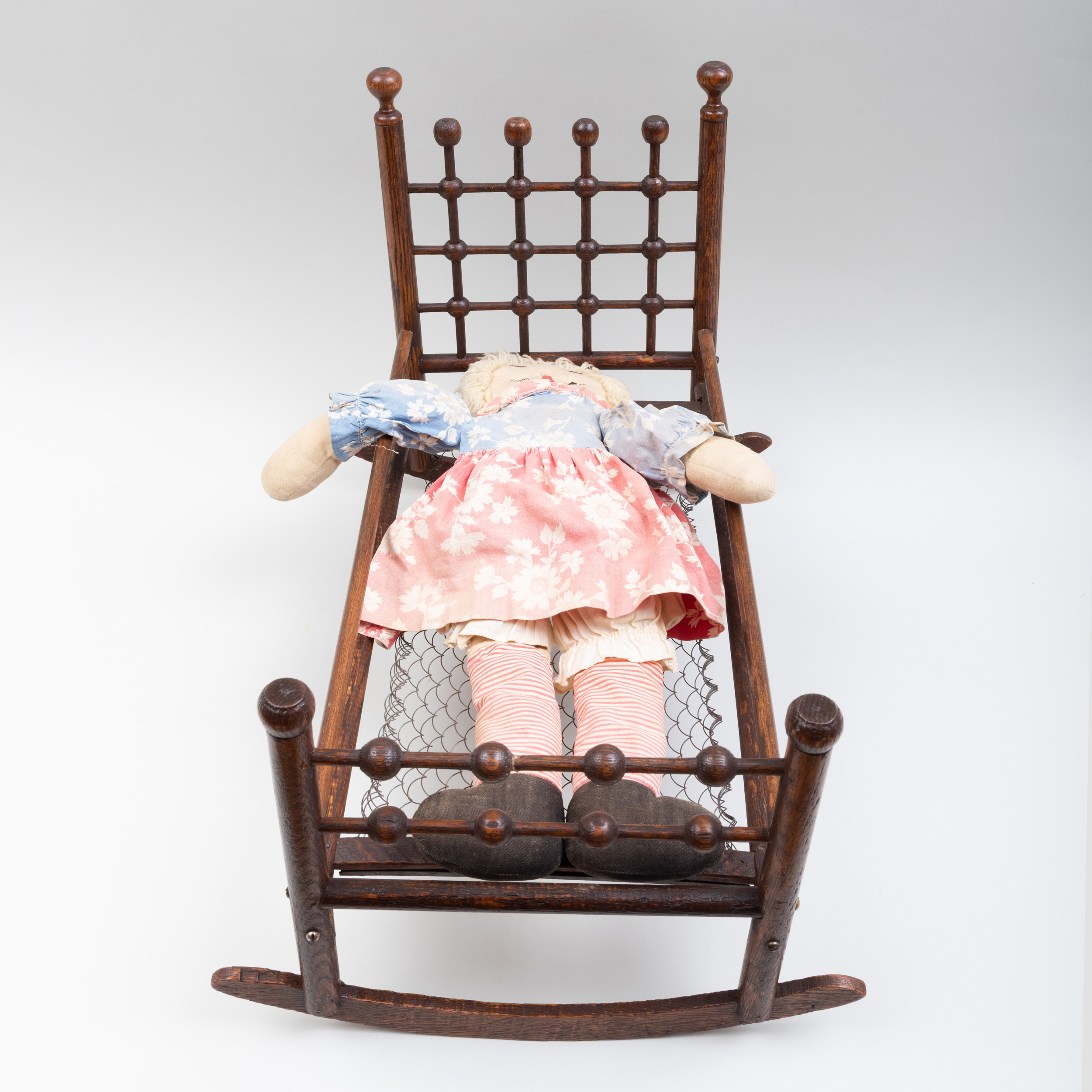 oak doll cradle