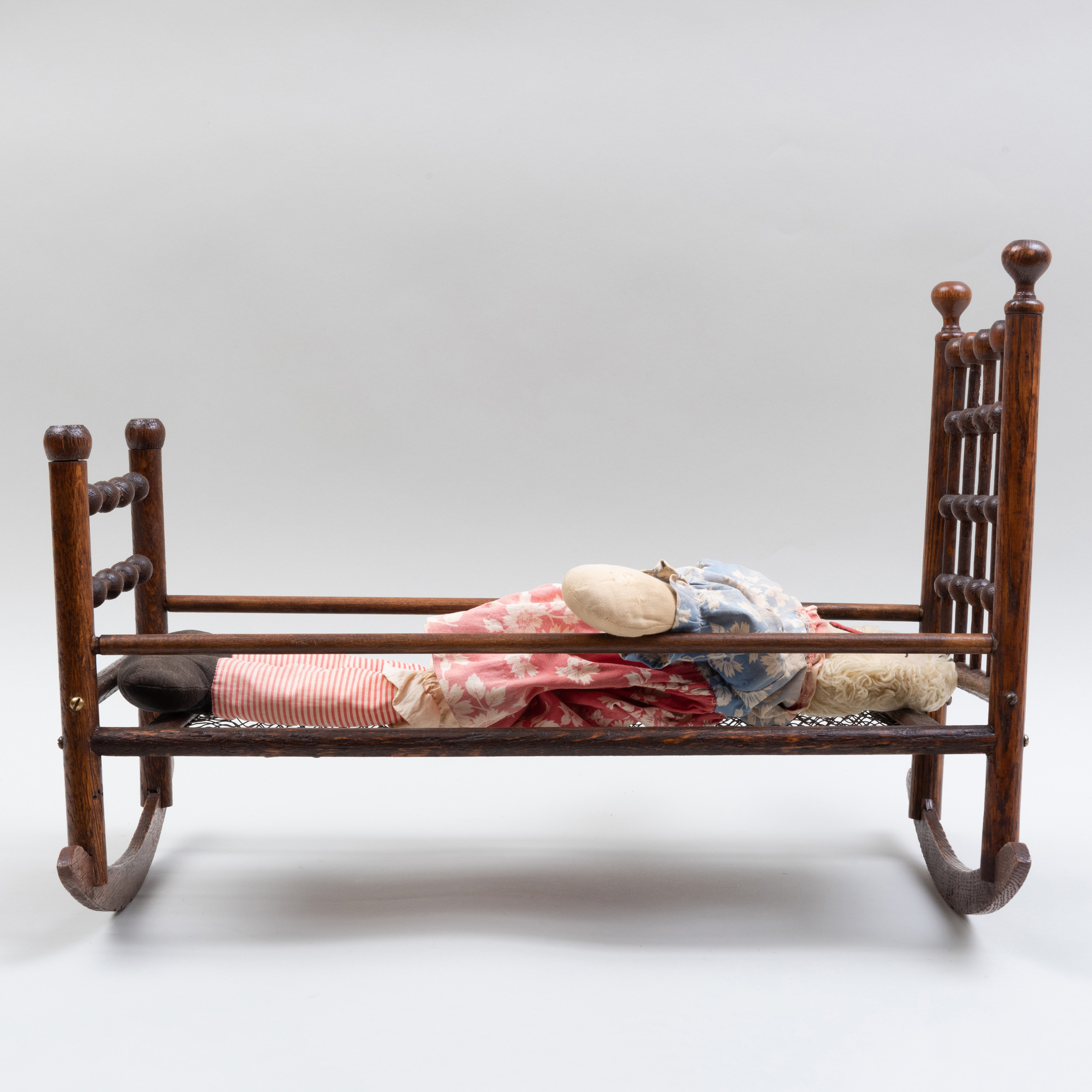 oak doll cradle