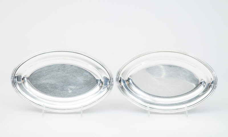 Pair of Bulgari 950 Silver Small Oval Trays