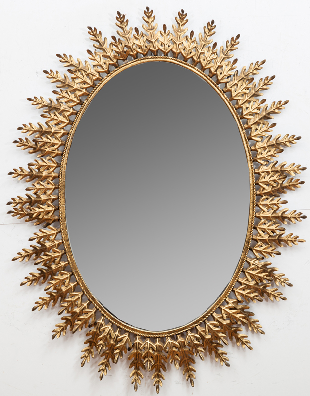 Decorative Gilt-Metal Oval Mirror