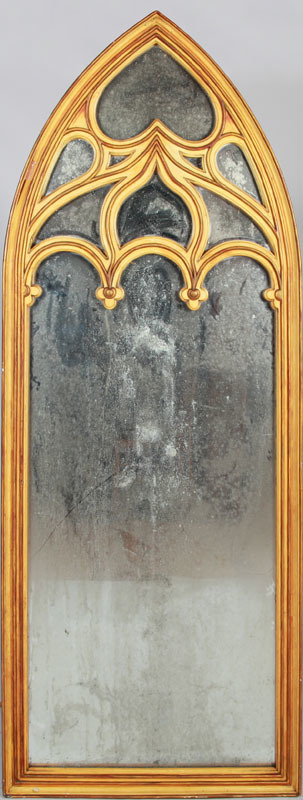 NEOGOTHIC PAINTED AND PARCEL-GILT MIRROR