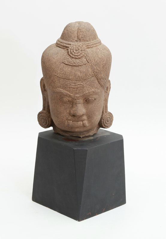 INDIAN CARVED STONE BUST OF A BUDDHA