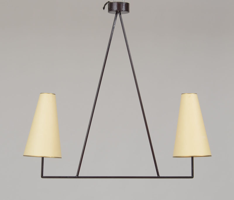 STYLE OF JEAN ROYÈRE, TWO-LIGHT HANGING FIXTURE
