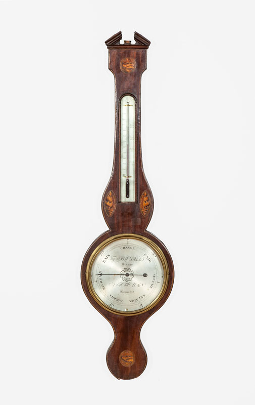 GEORGE III INLAID MAHOGANY BAROMETER