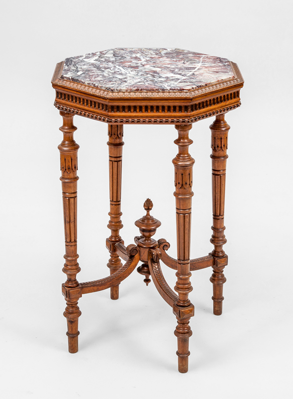 Victorian Carved Mahogany Octagonal Side Table