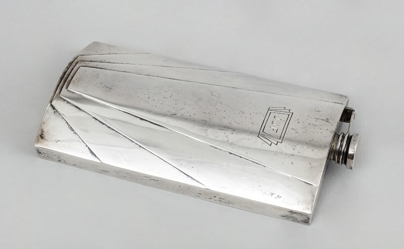 Industrial Monogrammed Silver One-Pint Hip Flask, Retailed by Abercrombie & Fitch Co.