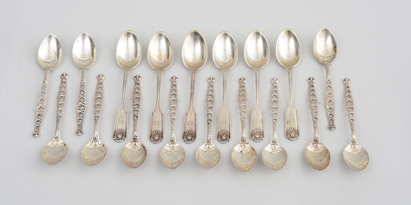 Set of Twelve Whiting Manufacturing Co. Monogrammed Silver Demitasse Spoons