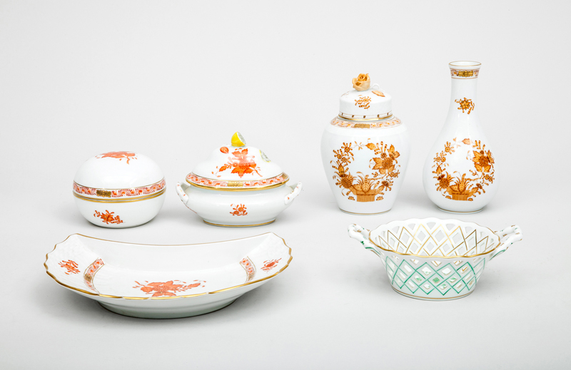 Group of Six Herend Porcelain Table Articles