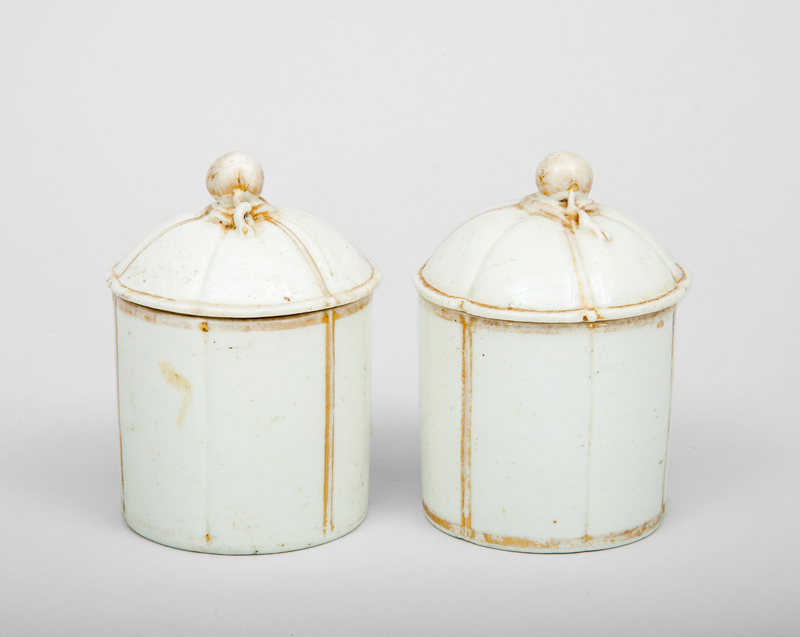 Pair of Continental Porcelain Jars and Covers