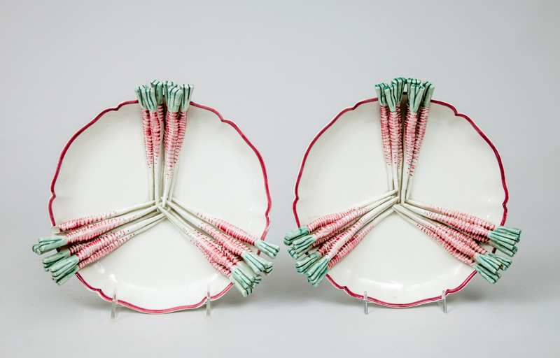Pair of Italian Trompe L'oeil Glazed Pottery Radish Plates