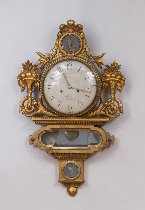 Swedish Neoclassical Giltwood Wall Clock