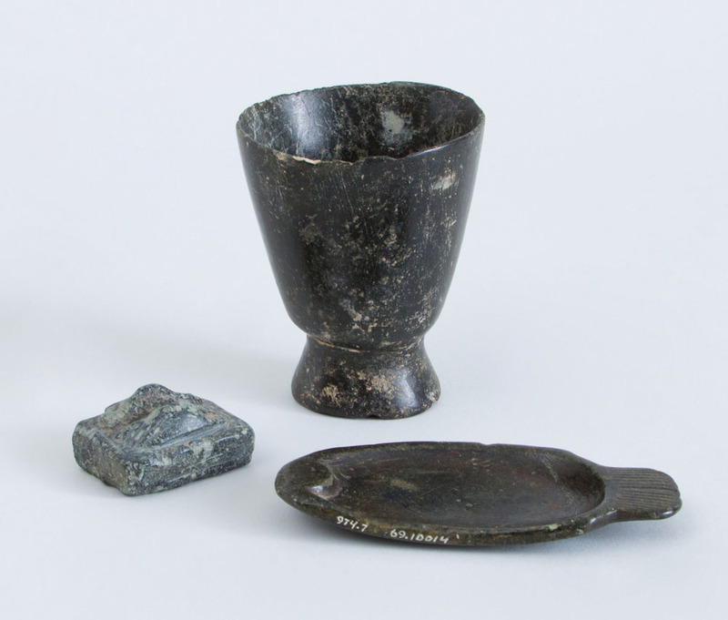 GROUP OF THREE CARVED STONE OBJECTS