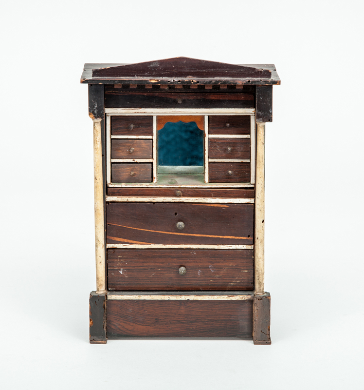 CONTINENTAL BONE-MOUNTED AND GRAINED-WOOD MINIATURE SECRETAIRE