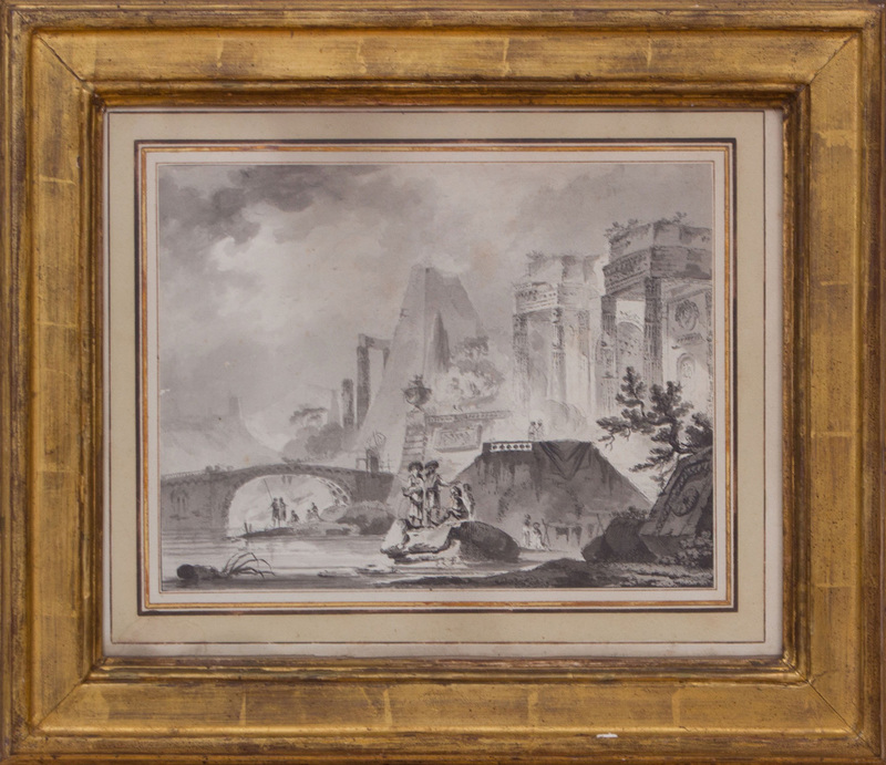 ATTRIBUTED TO AIGNAN DESFRICHES (1715-1800): CLASSICAL RUINS WITH FIGURES