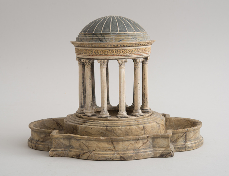 FRENCH NEOCLASSICAL STYLE PAINTED CERAMIC AND PLASTER MODEL OF THE TEMPLE OF LOVE
