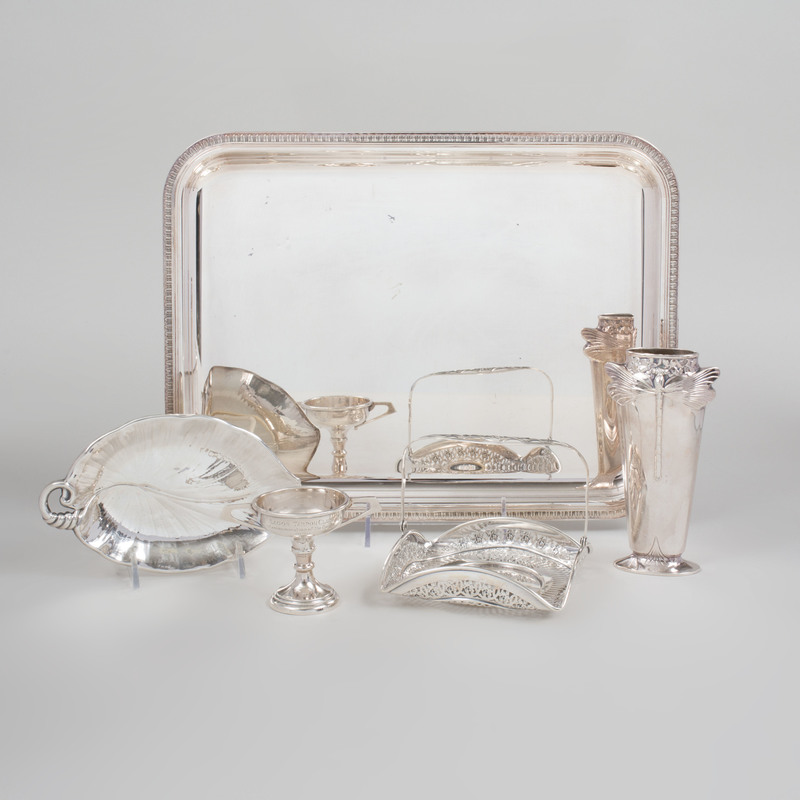 Christofle Silver Plate Rectangular Tray and Dragonfly Vase