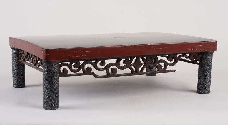 Japanese Black and Maroon Lacquer Tray Table