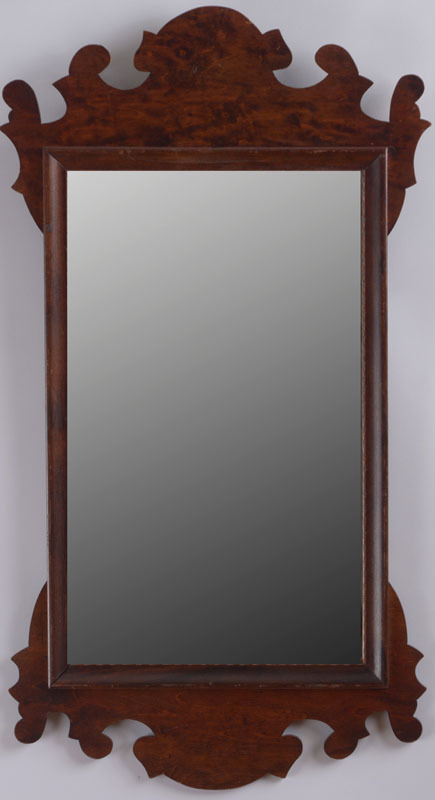 Chippendale Style Mahogany Mirror with Shaped Crest and Apron