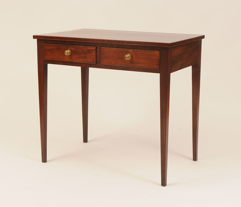 Federal Inlaid Mahogany Two-Drawer Side Table