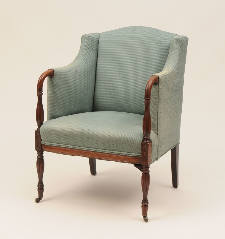 Federal Style Carved Mahogany Armchair on Reeded Legs