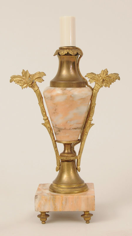 Neoclassical Style Gilt-Metal Mounted Veined Pink Marble Urn-Form Lamp