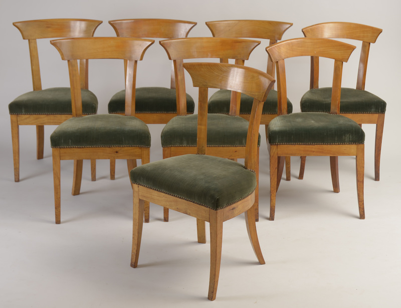 Set of Eight Biedermeier Cherry Dining Chairs