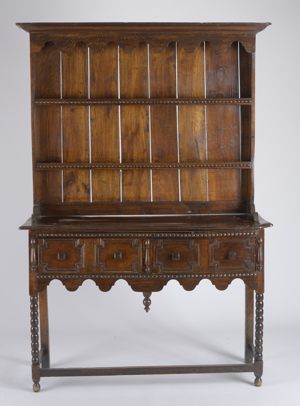 Jacobean Style Carved Oak Dresser with Three Plate Shelves