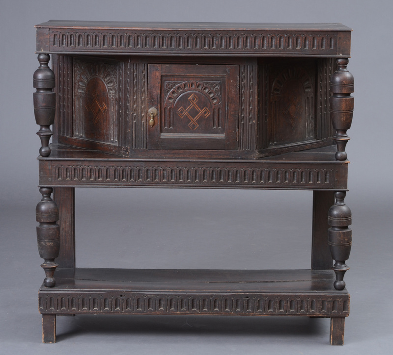 Charles I Style Stained Oak Court Cupboard