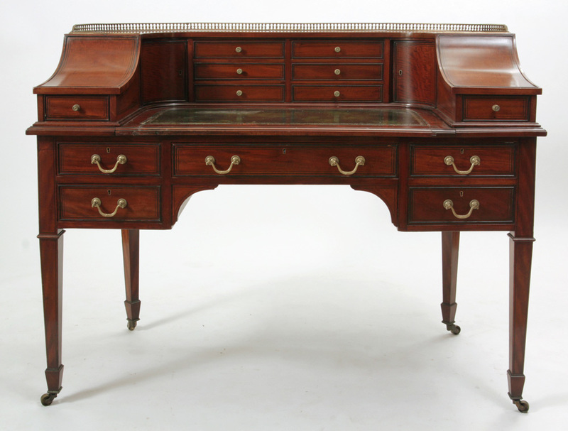 George III Style Inlaid Mahogany Carlton House Desk