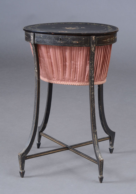 George III Black-Painted Sewing Table