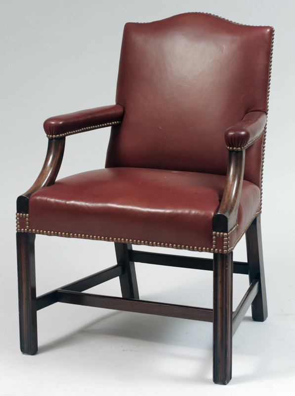 George III Style Mahogany and Leather Library Chair
