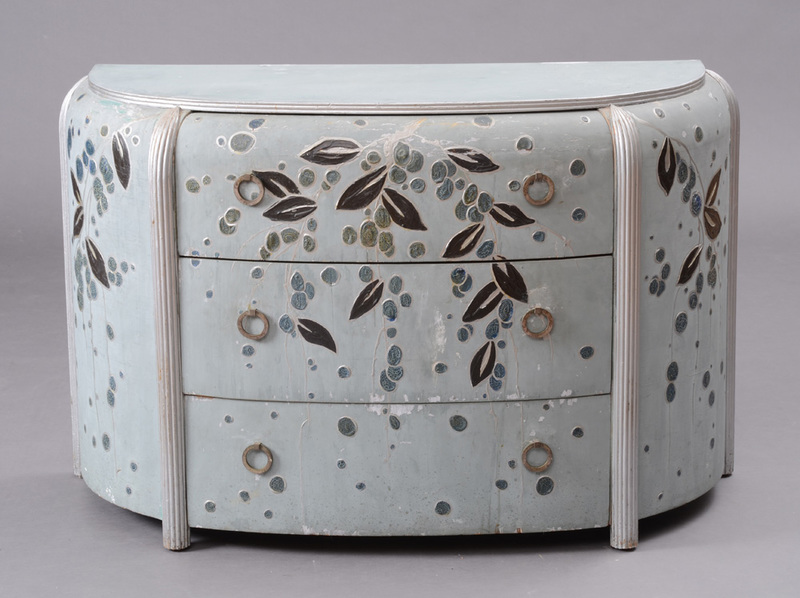 FRENCH ART DECO PAINTED AND SILVER-GILT COMMODE