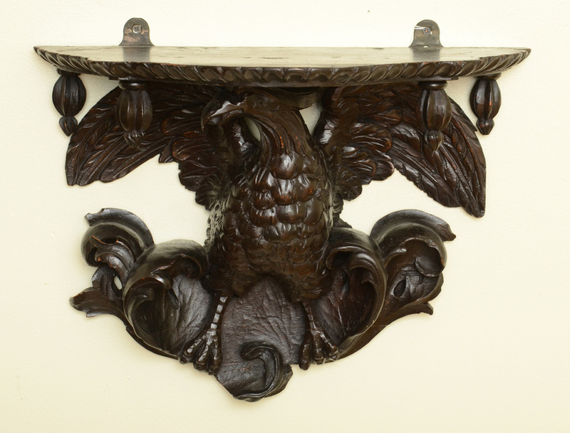 Federal Style Carved and Brown-Stained Wood Eagle Wall Bracket