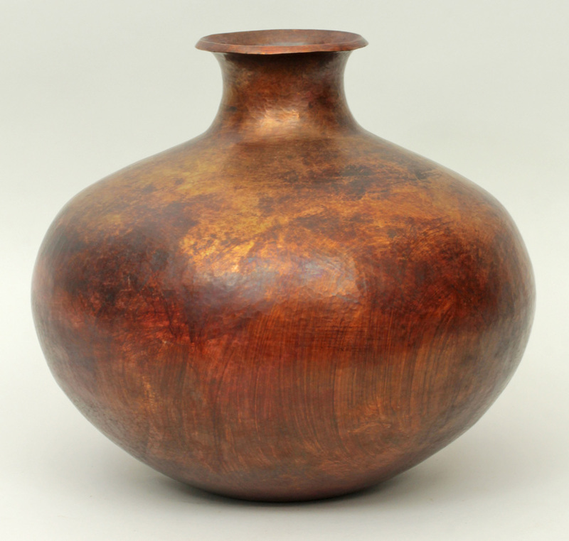 Hammered Copper Spherical Vessel