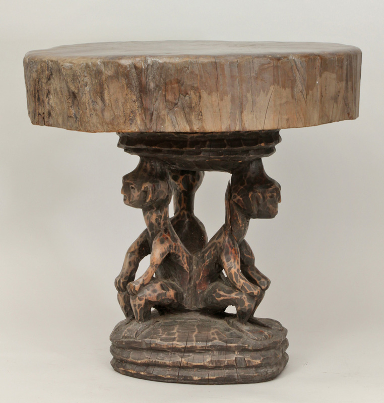 African Figural-Carved Wood Stool