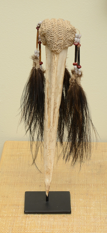 Tribal Rope and Feather-Mounted Cassowary Bird Leg Bone