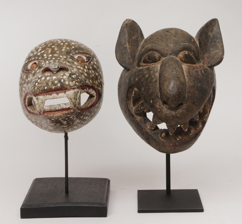 Two African Painted Wood Animal Masks