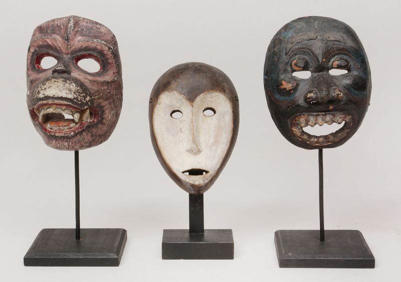 Three African Carved and Painted Wooden Animal-Form Masks