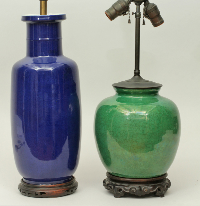 Two Chinese Porcelain Vases, Mounted as a Lamps
