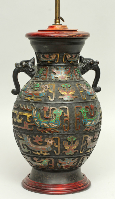 Chinese Cloisonné Vase, Mounted as a Lamp