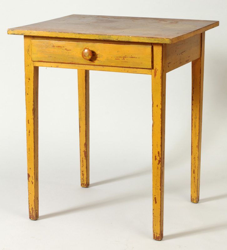 Yellow Painted Single-Drawer Side Table