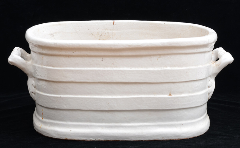 CONTINENTAL IVORY-GLAZED POTTERY TWO-HANDLED TUB