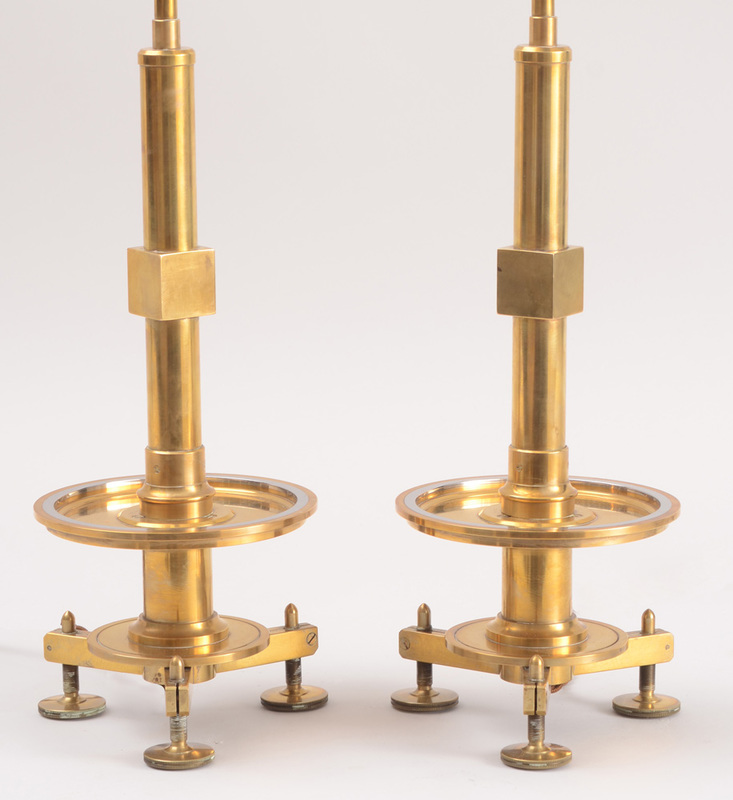 PAIR OF CONTEMPORARY BRASS COLUMN-FORM TABLE LAMPS