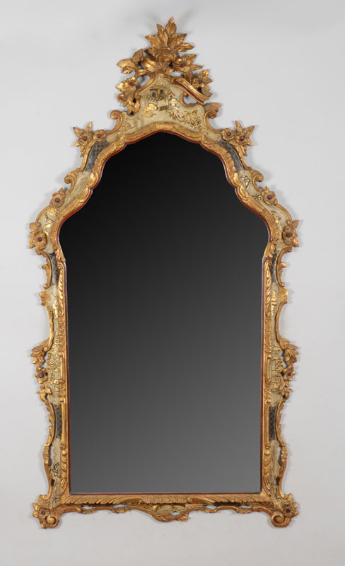 Venetian Rococo Style Carved, Painted and Parcel-Gilt Mirror