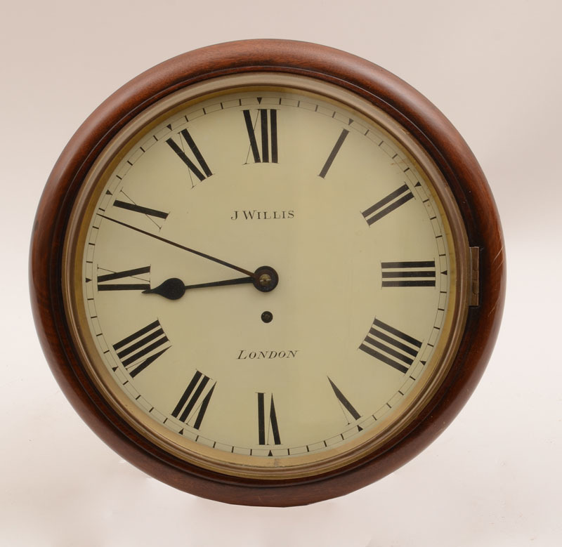 Victorian Mahogany Wall Clock, Signed 'J. Willis, London'