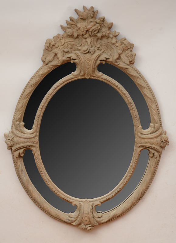 Baroque Style Cast Composition Oval Mirror